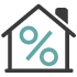 Icon of a house with a percentage symbol, representing housing finance or mortgage rates.