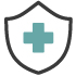 shield icon with a medical cross symbol, representing health and safety services