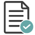 A document icon featuring a paper with lines and a checkmark, symbolizing completion or approval in the context of forms and paperwork.