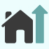 icon of a house with an upward arrow, symbolizing home improvement or home upgrades